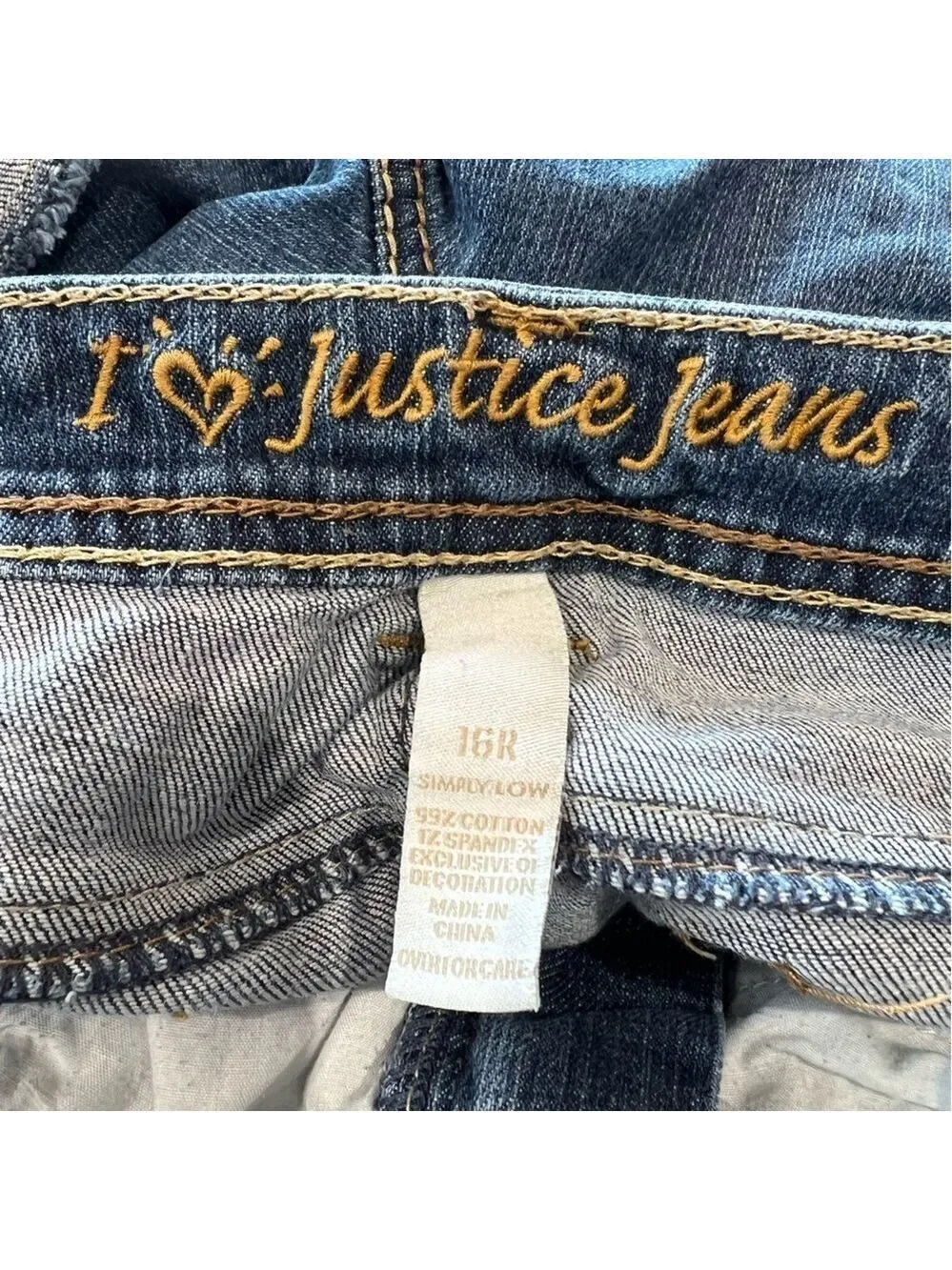 Justice Girls Denim Jean Shorts Size 16